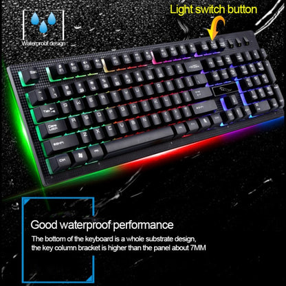 ZGB G20 1600 DPI มืออาชีพแบบมีสายเรืองแสง Mechanical Feel Suspension คีย์บอร์ด + ชุดเมาส์ออปติคัลสำหรับแล็ปท็อป, PC