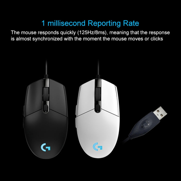Logitech G102 6-keys RGB Glowing 6000DPI เมาส์เล่นเกมแบบมีสายปรับความเร็วได้ห้าระดับ ความยาว: 2 ม., G102, G102 (White)
