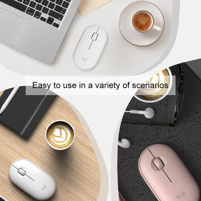Logitech Pebble Cobblestone รูปร่างบาง 3 ปุ่ม 1000DPI เมาส์ออปติคอลบลูทูธไร้สายปิดเสียง ช่วงไร้สาย: 10 ม.