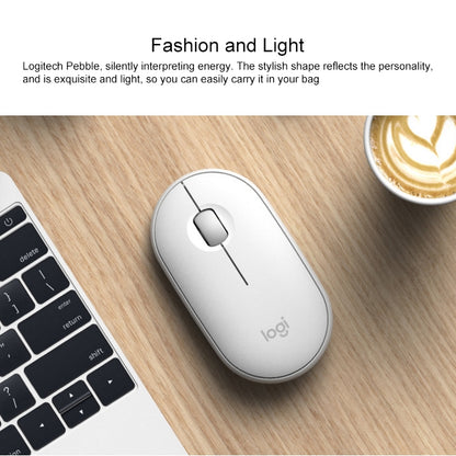 Logitech Pebble Cobblestone รูปร่างบาง 3 ปุ่ม 1000DPI เมาส์ออปติคอลบลูทูธไร้สายปิดเสียง ช่วงไร้สาย: 10 ม.