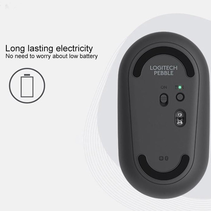 Logitech Pebble Cobblestone รูปร่างบาง 3 ปุ่ม 1000DPI เมาส์ออปติคอลบลูทูธไร้สายปิดเสียง ช่วงไร้สาย: 10 ม.