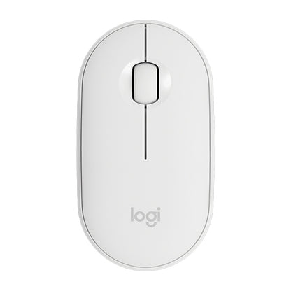 Logitech Pebble Cobblestone รูปร่างบาง 3 ปุ่ม 1000DPI เมาส์ออปติคอลบลูทูธไร้สายปิดเสียง ช่วงไร้สาย: 10 ม.