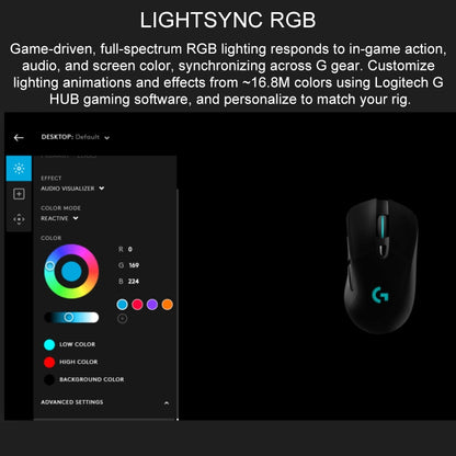 Logitech G703 LIGHTSPEED 16000 DPI 6 ปุ่มตั้งโปรแกรมได้เซ็นเซอร์ HERO 16K RGB Backlight Wireless Optical Gaming Mouse