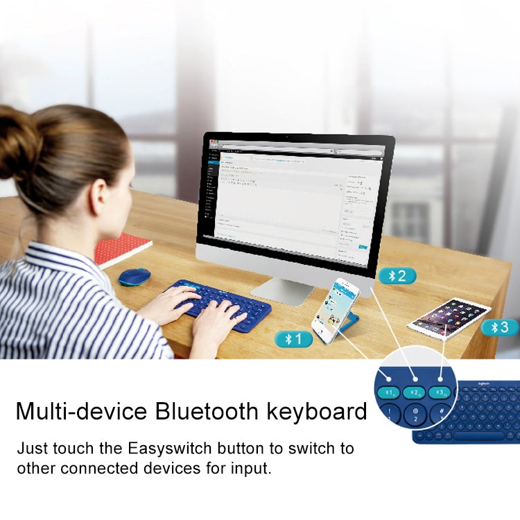 คีย์บอร์ด Bluetooth ไร้สายแบบพกพาหลายอุปกรณ์ Logitech K380, K380