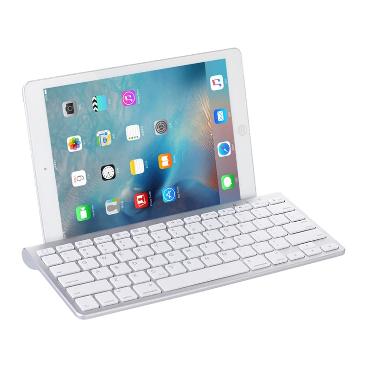 MC Saite 460BT 78 คีย์คีย์บอร์ด Bluetooth ไร้สายขนาดเล็กบางเฉียบ, ที่วางในตัว, รองรับระบบ Android / iOS / Windows (สีเงิน)