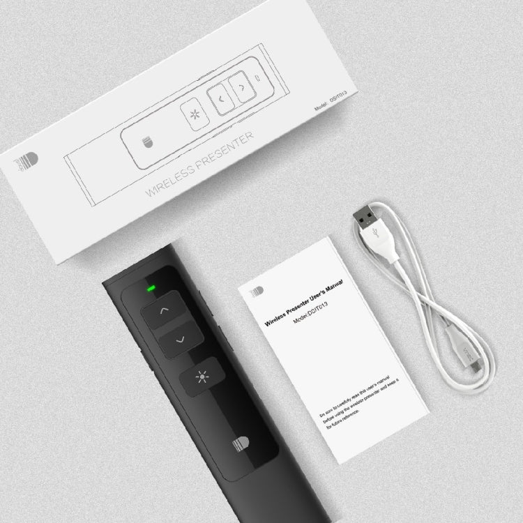 Doosl DSIT013 การนำเสนอ PowerPoint แบบชาร์จไฟได้ 2.4GHz รีโมทคอนโทรลตัวชี้เลเซอร์อเนกประสงค์สำหรับ PowerPoint / Keynote / Prezi ระยะควบคุม: 100 ม.