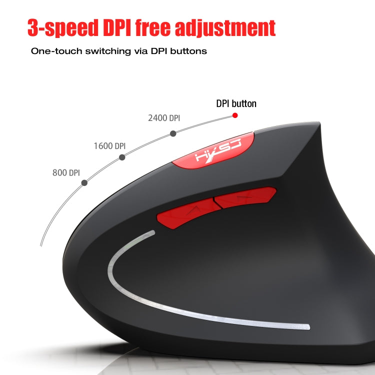HXSJ T29 บลูทูธ 3.0 ไร้สายบลูทูธ 6 ปุ่ม 2400 DPI Ergonomics Optical เมาส์แนวตั้ง, 6 Buttons T29 Grey