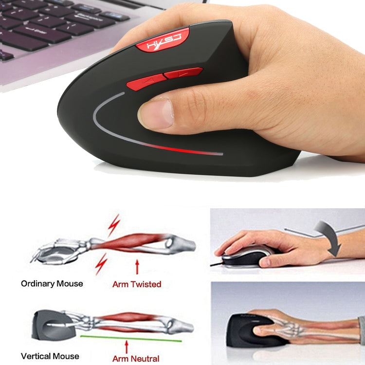 HXSJ T29 บลูทูธ 3.0 ไร้สายบลูทูธ 6 ปุ่ม 2400 DPI Ergonomics Optical เมาส์แนวตั้ง, 6 Buttons T29 Grey