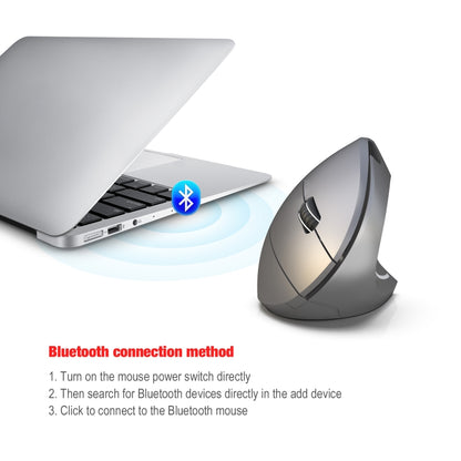 HXSJ T29 บลูทูธ 3.0 ไร้สายบลูทูธ 6 ปุ่ม 2400 DPI Ergonomics Optical เมาส์แนวตั้ง, 6 Buttons T29 Grey