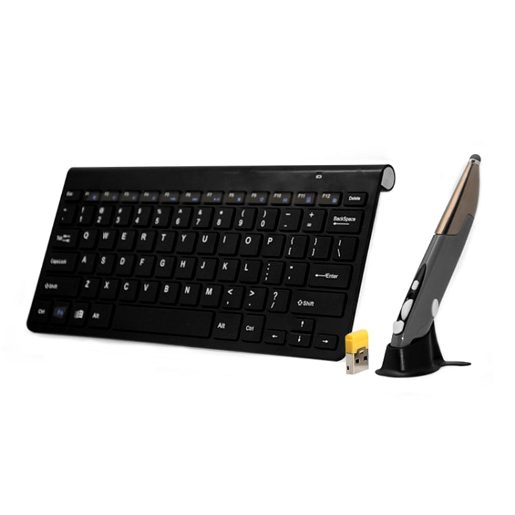 KM-909 แป้นพิมพ์มัลติมีเดียไร้สาย 2.4GHz + เมาส์ปากกาออปติคอลไร้สายพร้อมตัวรับสัญญาณ USB สำหรับแล็ปท็อปคอมพิวเตอร์พีซีการจัดส่งสีของเมาส์ปากกาสุ่ม, KM-909 Keyboard + Pen Mouse (White), KM-909 Keyboard + Pen Mouse (Black)