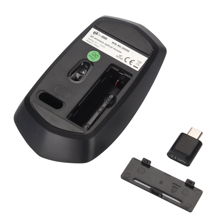 MCSaite MC-369AG USB-C / Type-C 1600DPI เมาส์ออปติคอลไร้สาย 4 ปุ่มปรับความเร็วได้สามปุ่ม