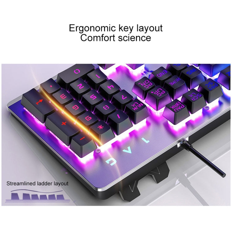 YINDIAO K002 USB แบบมีสายคีย์บอร์ด RGB Backlight + Optical Silent Mouse ชุด, RGB Backlight / Silent / Black, RGB Backlight / White