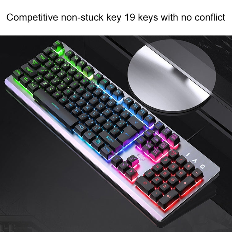YINDIAO K002 USB แบบมีสายคีย์บอร์ด RGB Backlight + Optical Silent Mouse ชุด, RGB Backlight / Silent / Black, RGB Backlight / White