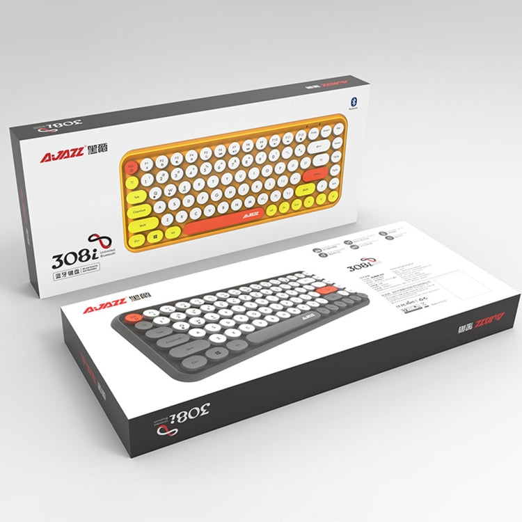 Ajazz 308I แท็บเล็ตโทรศัพท์มือถือคอมพิวเตอร์ในครัวเรือนสำนักงานคีย์บอร์ดไร้สาย, Black