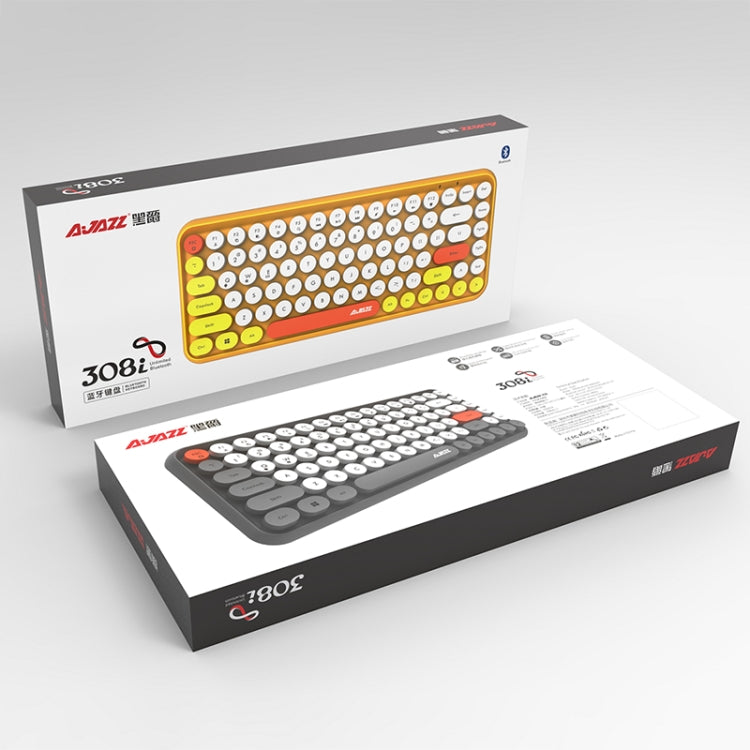Ajazz 308I 84 คีย์แท็บเล็ตโทรศัพท์มือถือคอมพิวเตอร์ในครัวเรือนสำนักงานบลูทูธคีย์บอร์ด, Yellow