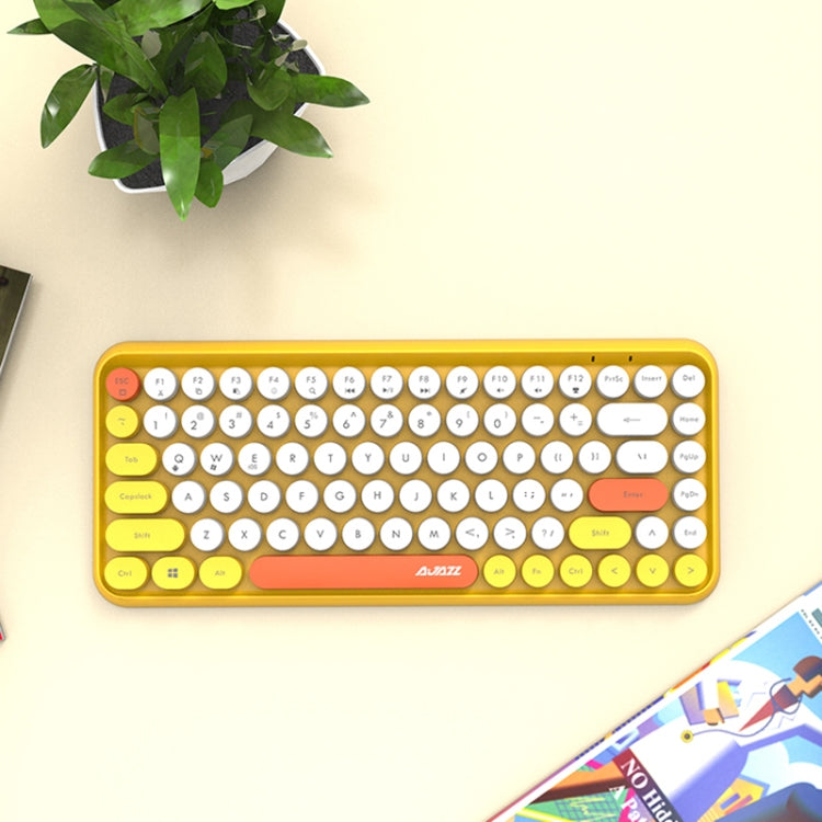 Ajazz 308I 84 คีย์แท็บเล็ตโทรศัพท์มือถือคอมพิวเตอร์ในครัวเรือนสำนักงานบลูทูธคีย์บอร์ด, Yellow