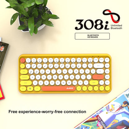 Ajazz 308I 84 คีย์แท็บเล็ตโทรศัพท์มือถือคอมพิวเตอร์ในครัวเรือนสำนักงานบลูทูธคีย์บอร์ด, Yellow