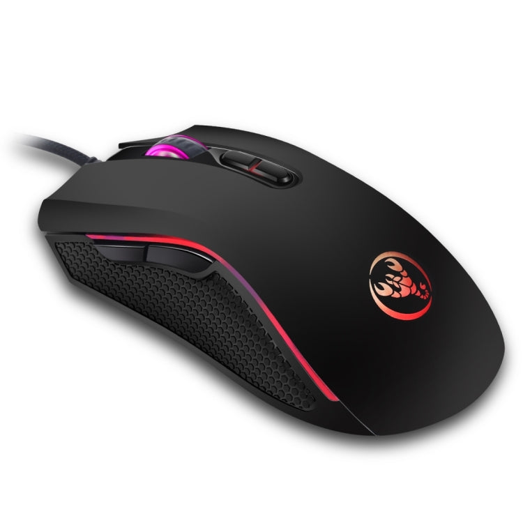 HXSJ A869 เกมแบบมีสายเรืองแสงสีสันสดใส 7 ปุ่ม 3200 DPI ออปติคอลที่ปรับได้ตามหลักสรีรศาสตร์, A869