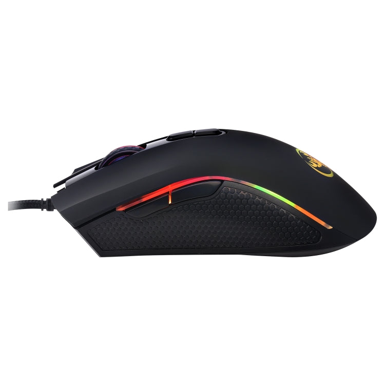 HXSJ A869 เกมแบบมีสายเรืองแสงสีสันสดใส 7 ปุ่ม 3200 DPI ออปติคอลที่ปรับได้ตามหลักสรีรศาสตร์, A869
