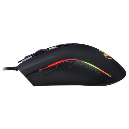 HXSJ A869 เกมแบบมีสายเรืองแสงสีสันสดใส 7 ปุ่ม 3200 DPI ออปติคอลที่ปรับได้ตามหลักสรีรศาสตร์, A869