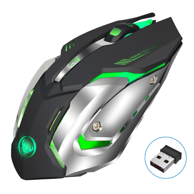 HXSJ M10 2.4GHz 6 ปุ่ม USB ชาร์จแสงสีสันตามหลักสรีรศาสตร์ 2400DPI เมาส์สำหรับเล่นเกมไร้สายสำหรับเดสก์ท็อปคอมพิวเตอร์, M10