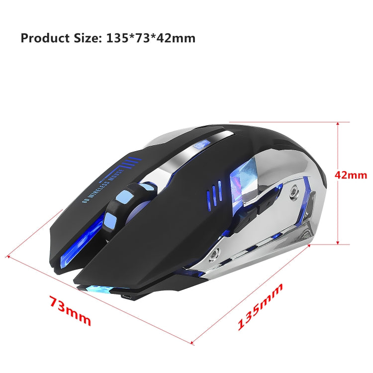 HXSJ M10 2.4GHz 6 ปุ่ม USB ชาร์จแสงสีสันตามหลักสรีรศาสตร์ 2400DPI เมาส์สำหรับเล่นเกมไร้สายสำหรับเดสก์ท็อปคอมพิวเตอร์, M10