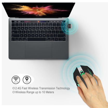 HXSJ M10 2.4GHz 6 ปุ่ม USB ชาร์จแสงสีสันตามหลักสรีรศาสตร์ 2400DPI เมาส์สำหรับเล่นเกมไร้สายสำหรับเดสก์ท็อปคอมพิวเตอร์, M10