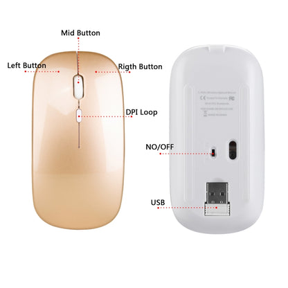 HXSJ M80 2.4GHz Wireless 1600DPI ปรับความเร็วได้สามระดับ เม้าส์ ปิดเสียงแสง, Black, Grey, Gold, Rose Gold, Silver, White