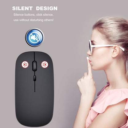 HXSJ M80 2.4GHz Wireless 1600DPI ปรับความเร็วได้สามระดับ เม้าส์ ปิดเสียงแสง, Black, Grey, Gold, Rose Gold, Silver, White