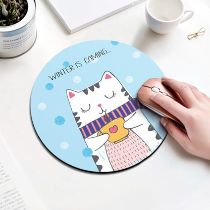แผ่นรองเมาส์ทรงกลม ลาย Coffee Cat เส้นผ่านศูนย์กลาง 22ซม, Coffee Cat