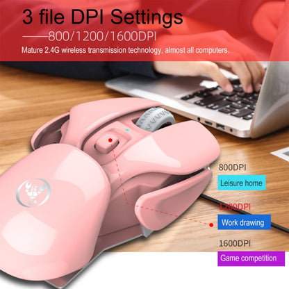 HXSJ T37 2.4GHz 1600dpi เมาส์ปิดเสียงไร้สายแบบปรับได้ 3 โหมด, T37 Pink