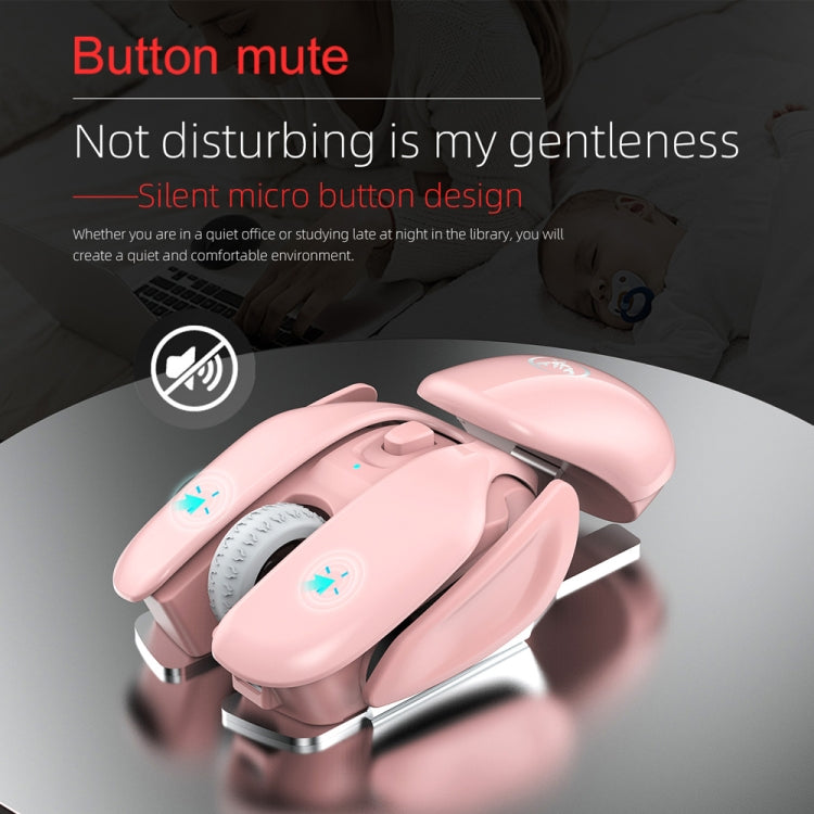 HXSJ T37 2.4GHz 1600dpi เมาส์ปิดเสียงไร้สายแบบปรับได้ 3 โหมด, T37 Pink