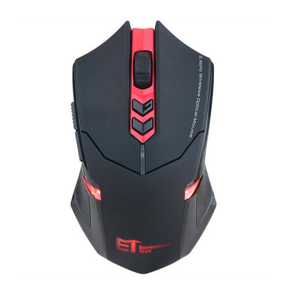 ET X-08 7 ปุ่ม 2400DPI เมาส์เล่นเกมปิดเสียงไร้สาย 2.4G พร้อมตัวรับสัญญาณ USB และแสงไฟสีสันสดใส