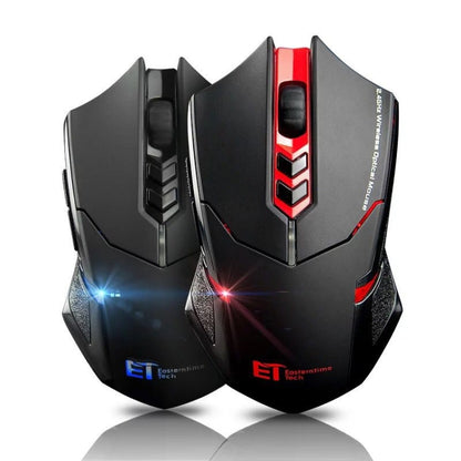 ET X-08 7 ปุ่ม 2400DPI เมาส์เล่นเกมปิดเสียงไร้สาย 2.4G พร้อมตัวรับสัญญาณ USB และแสงไฟสีสันสดใส