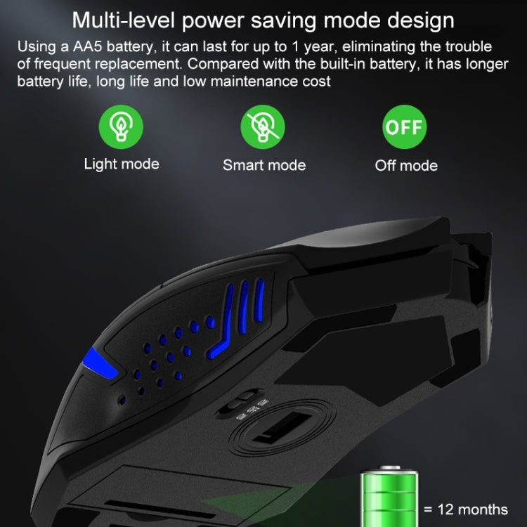 ET X-08 7 ปุ่ม 2400DPI เมาส์เล่นเกมปิดเสียงไร้สาย 2.4G พร้อมตัวรับสัญญาณ USB และแสงไฟสีสันสดใส