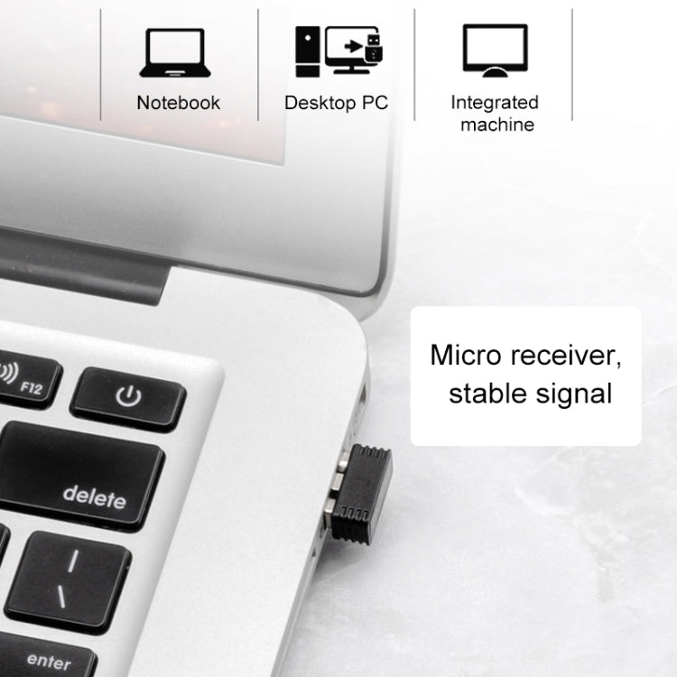 ET X-08 7 ปุ่ม 2400DPI เมาส์เล่นเกมปิดเสียงไร้สาย 2.4G พร้อมตัวรับสัญญาณ USB และแสงไฟสีสันสดใส