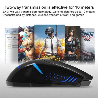 ET X-08 7 ปุ่ม 2400DPI เมาส์เล่นเกมปิดเสียงไร้สาย 2.4G พร้อมตัวรับสัญญาณ USB และแสงไฟสีสันสดใส