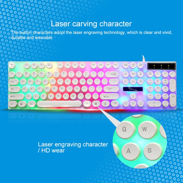 ไล่เสือดาว G21 USB 104 คีย์กันน้ำลอยรอบพังก์ปุ่มกดที่มีสีสันแสงไฟวิศวกรรมรู้สึกแป้นพิมพ์แบบมีสายความยาว: 1.3 เมตร