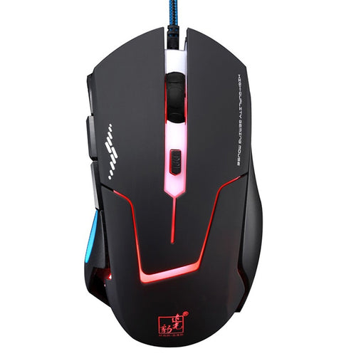 Chasing Leopard T7 USB 6 ปุ่ม 2400DPI เมาส์สำหรับเล่นเกมแบบมีสายแบบมีสายปรับแสงพื้นหลังได้สามความเร็วในตัวน้ำหนักตัวนับความยาว: 1.8 ม., T7