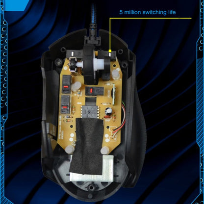Chasing Leopard T7 USB 6 ปุ่ม 2400DPI เมาส์สำหรับเล่นเกมแบบมีสายแบบมีสายปรับแสงพื้นหลังได้สามความเร็วในตัวน้ำหนักตัวนับความยาว: 1.8 ม., T7