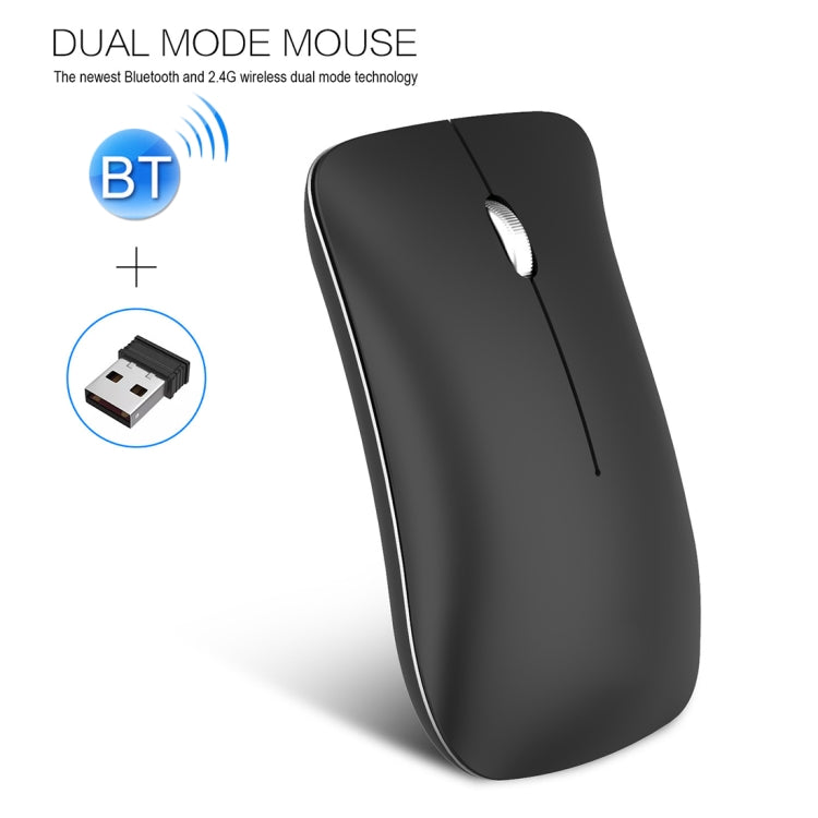 HXSJ T23 บลูทูธ 5.0 + บลูทูธ 3.0 + 2.4GHzไร้สายสามโหมด 4 ปุ่ม 1600 DPIปรับErgonomics Optical Mouse, T23 Black