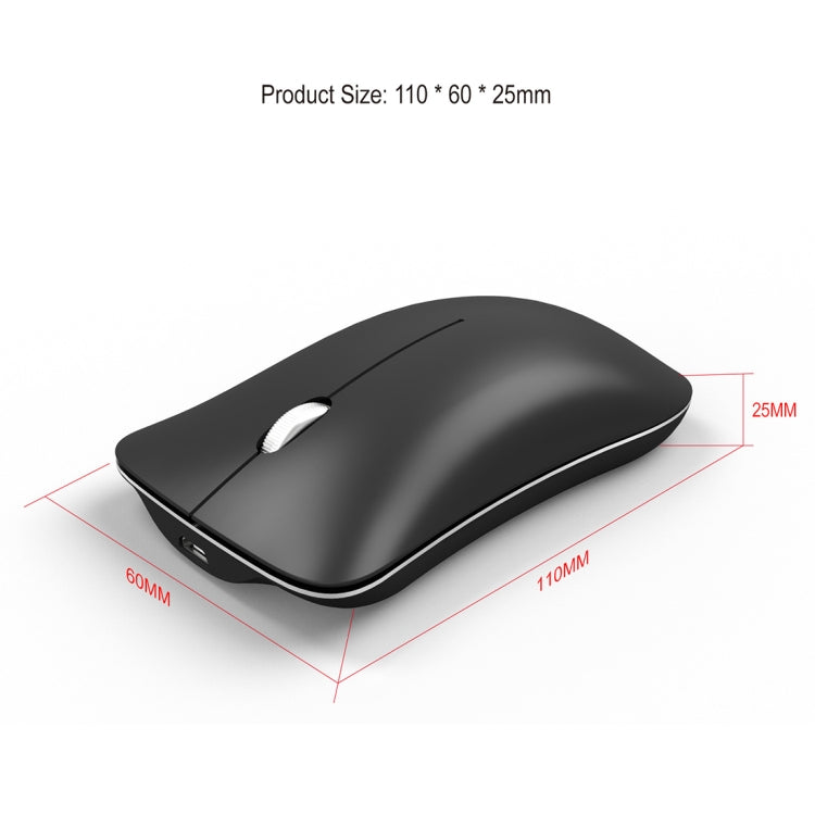 HXSJ T23 บลูทูธ 5.0 + บลูทูธ 3.0 + 2.4GHzไร้สายสามโหมด 4 ปุ่ม 1600 DPIปรับErgonomics Optical Mouse, T23 Black