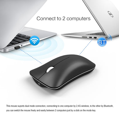 HXSJ T23 บลูทูธ 5.0 + บลูทูธ 3.0 + 2.4GHzไร้สายสามโหมด 4 ปุ่ม 1600 DPIปรับErgonomics Optical Mouse, T23 Black