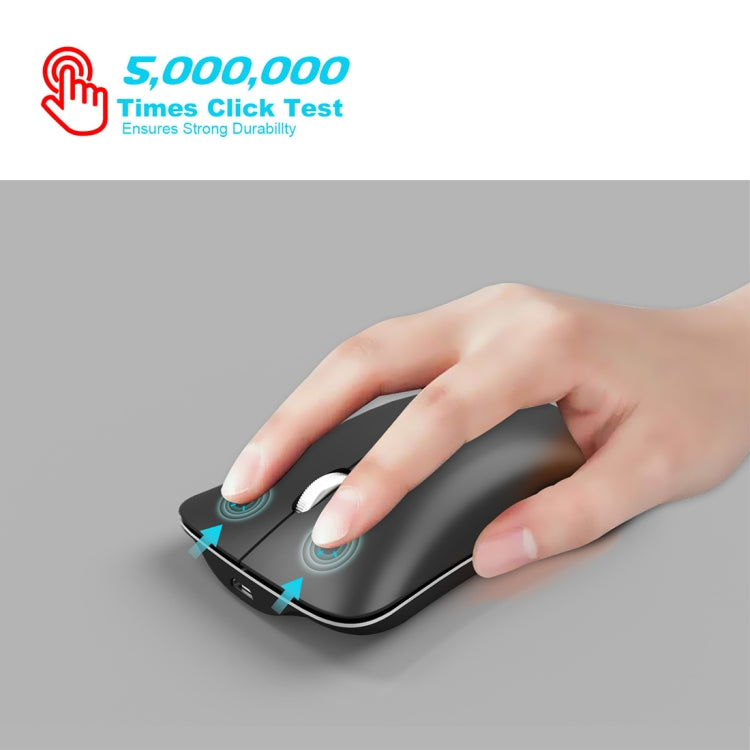 HXSJ T23 บลูทูธ 5.0 + บลูทูธ 3.0 + 2.4GHzไร้สายสามโหมด 4 ปุ่ม 1600 DPIปรับErgonomics Optical Mouse, T23 Black