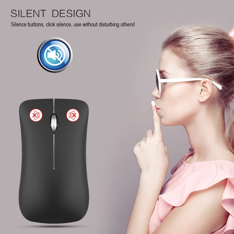 HXSJ T23 บลูทูธ 5.0 + บลูทูธ 3.0 + 2.4GHzไร้สายสามโหมด 4 ปุ่ม 1600 DPIปรับErgonomics Optical Mouse, T23 Black