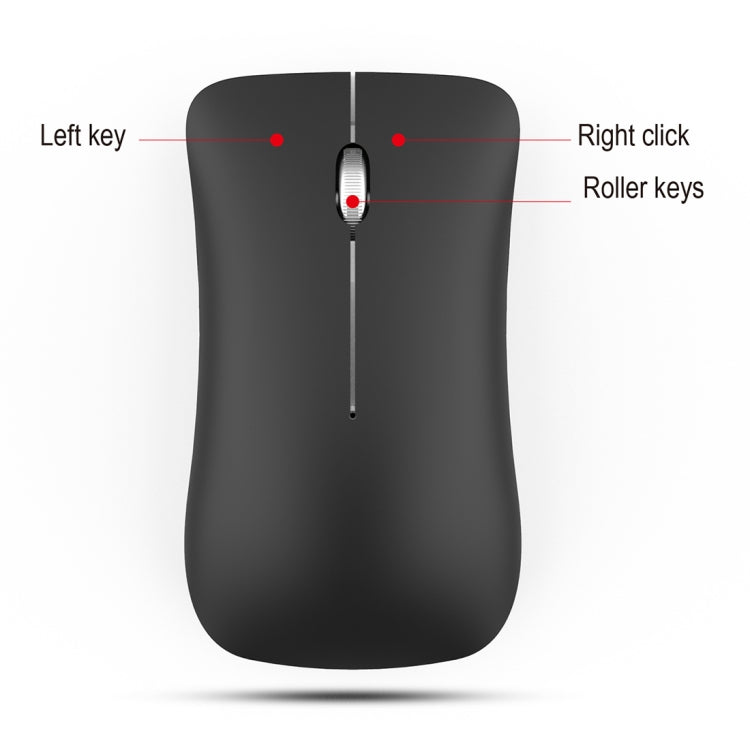 HXSJ T23 บลูทูธ 5.0 + บลูทูธ 3.0 + 2.4GHzไร้สายสามโหมด 4 ปุ่ม 1600 DPIปรับErgonomics Optical Mouse, T23 Black