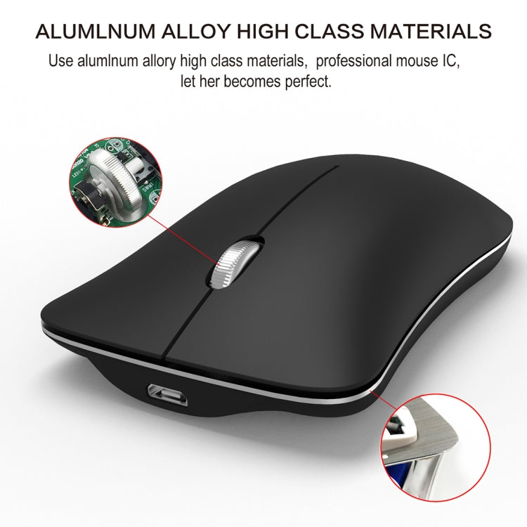 HXSJ T23 บลูทูธ 5.0 + บลูทูธ 3.0 + 2.4GHzไร้สายสามโหมด 4 ปุ่ม 1600 DPIปรับErgonomics Optical Mouse, T23 Black