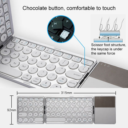 GK408 คีย์บอร์ดไร้สาย Bluetooth แบบชาร์จสามพับพร้อมทัชแพด รองรับ Android / IOS / Windows