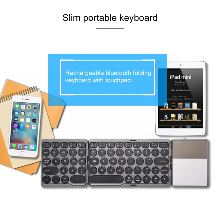GK408 คีย์บอร์ดไร้สาย Bluetooth แบบชาร์จสามพับพร้อมทัชแพด รองรับ Android / IOS / Windows