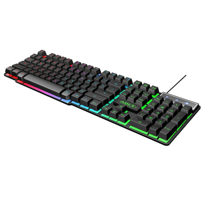 iMICE AK-600 แบบมีสาย USB Floating Keycap ตัวอักษร Glow Backlit Gaming คีย์บอร์ด, Glow Backlit (Black)